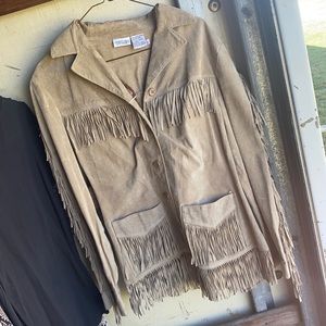 Vintage leather fringe coat